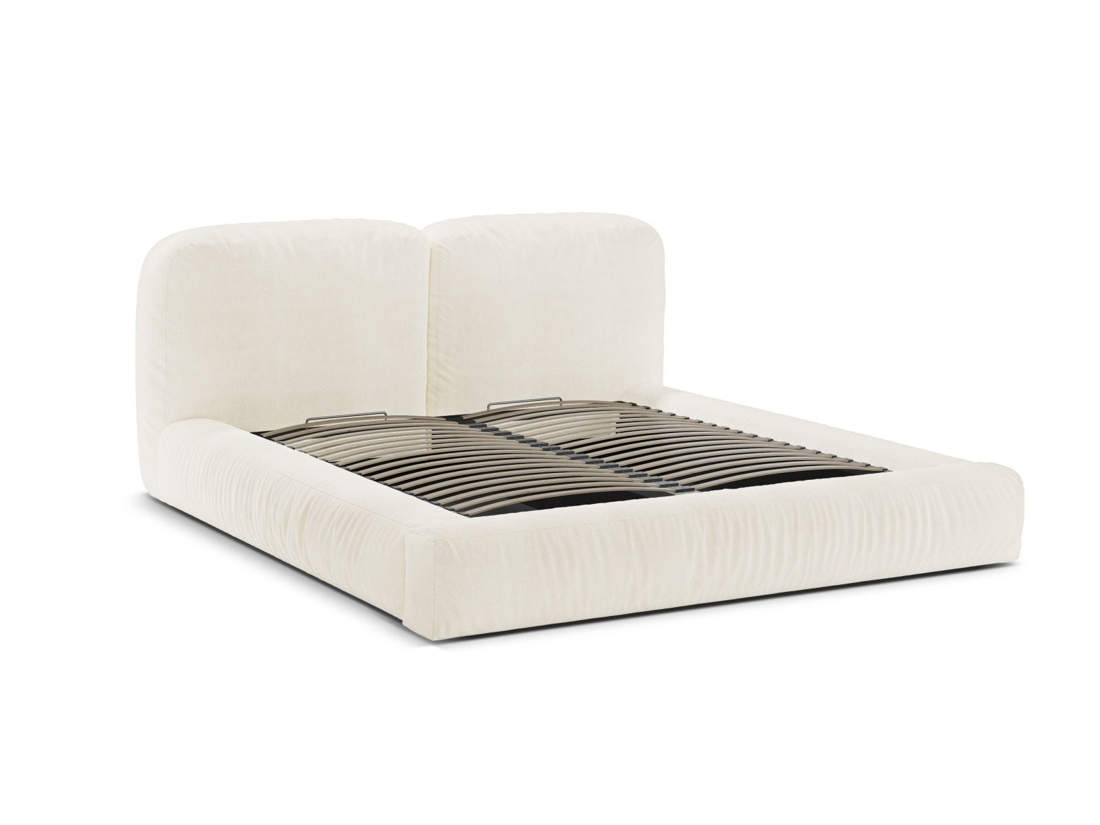 Elegantes Martina Bett in Ivory-Monet, 160 cm, bietet cleveren Stauraum und ein ansprechendes Kopfteil für ein modernes Schlafzimmer.