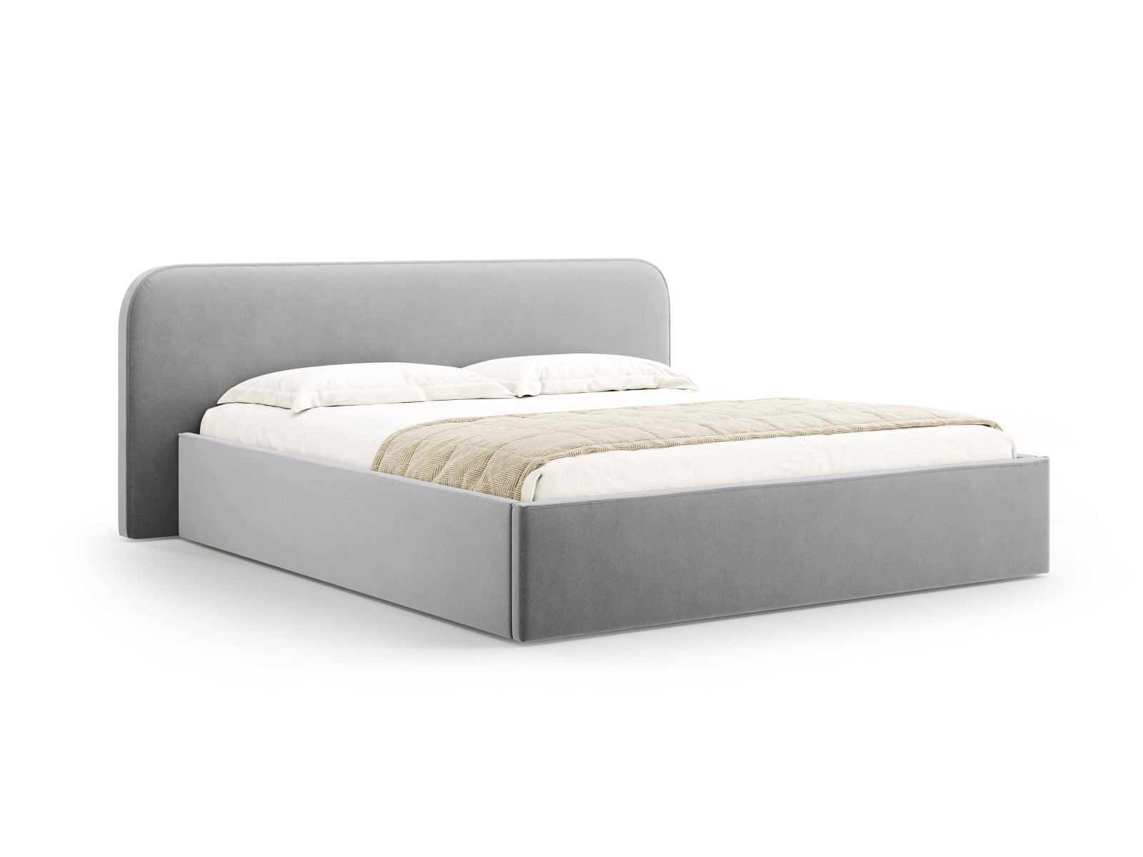 Elizabeth Velour Bett mit Stauraum und Headboard  in Light Grey präsentiert im Onlineshop von KAQTU Design AG. Bett ist von Micadoni