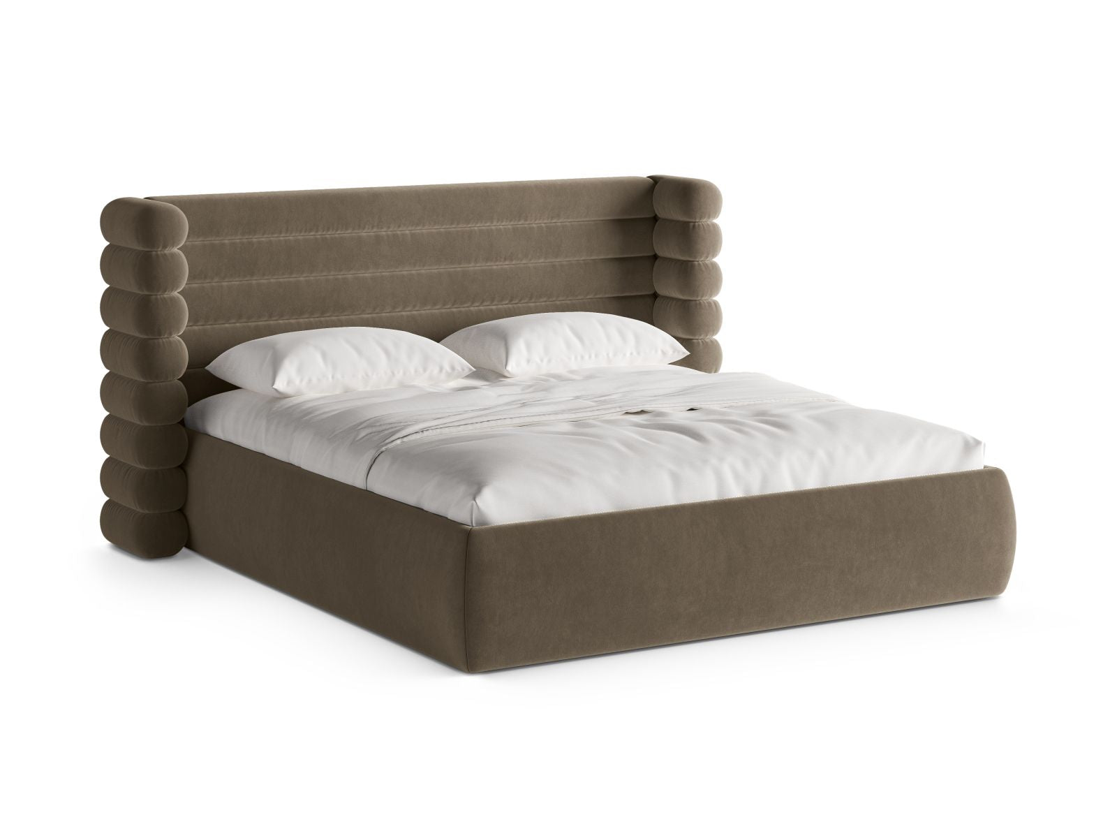 Mount Bett mit Stauraum mit Kopfteil 160cm in Grey Brown-Salvador präsentiert im Onlineshop von KAQTU Design AG. Bett ist von Micadoni