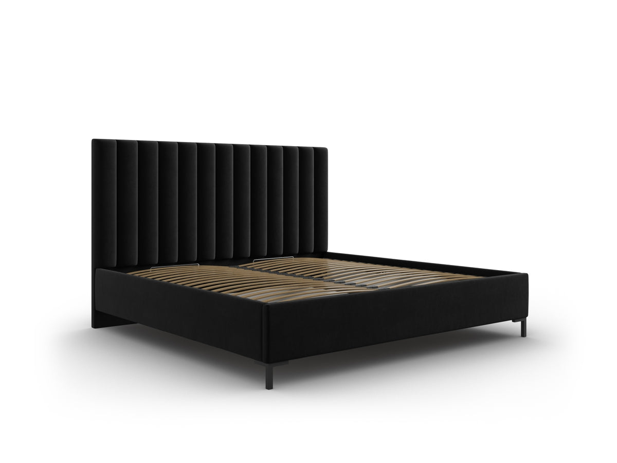 Allison Bett mit Stauraum und Headboard 160cm in Black-Bluvel präsentiert im Onlineshop von KAQTU Design AG. Bett ist von Micadoni