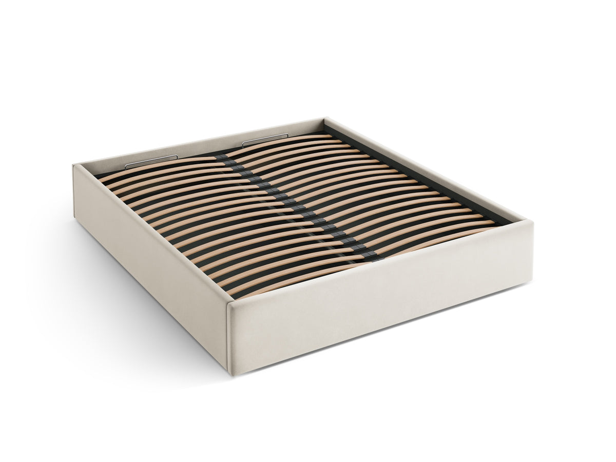 Susan Bett mit Stauraum 160cm in Dark Beige-Bluvel präsentiert im Onlineshop von KAQTU Design AG. Bett ist von Micadoni