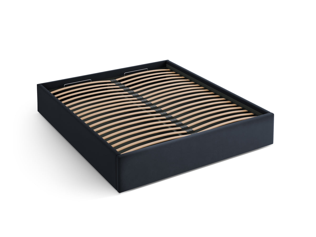 Susan Bett mit Stauraum 160cm in Dark Blue-Bluvel präsentiert im Onlineshop von KAQTU Design AG. Bett ist von Micadoni