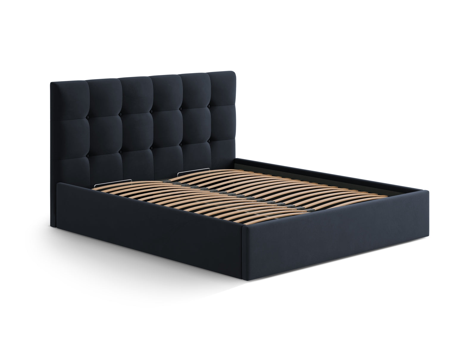 Susan Velour Bett mit Stauraum  in Dark Blue präsentiert im Onlineshop von KAQTU Design AG. Bett ist von Micadoni