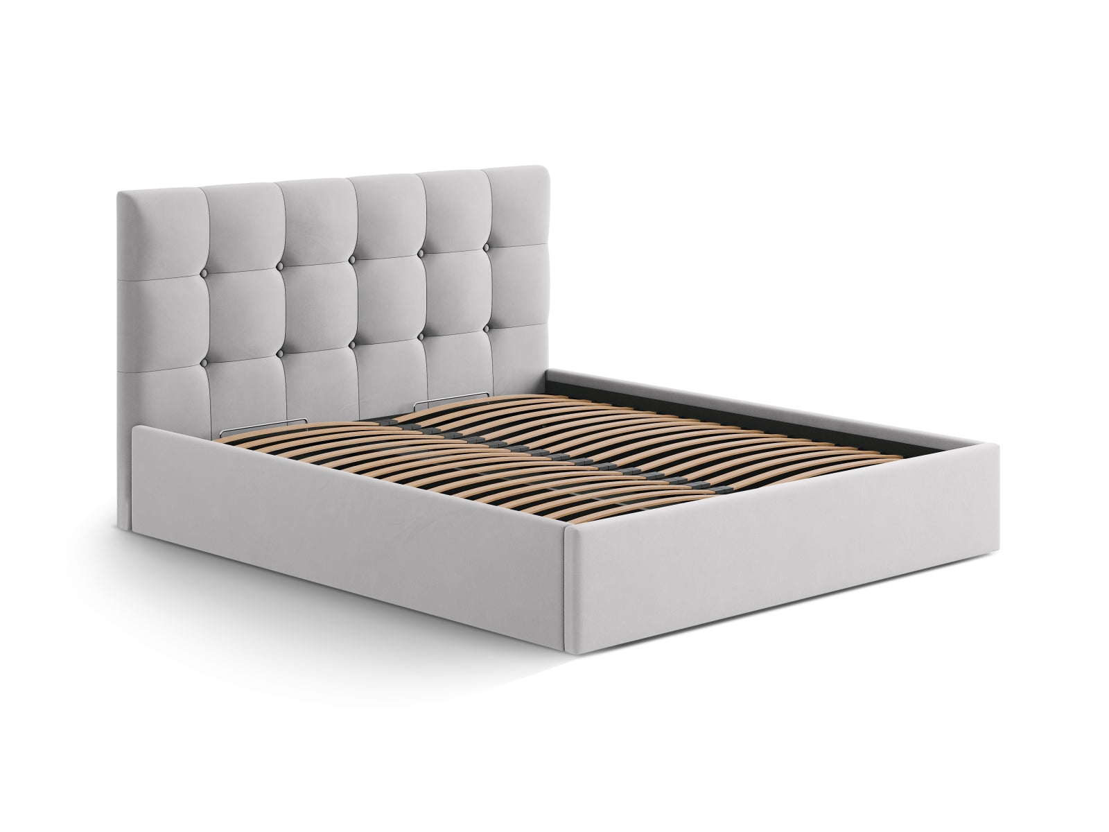 Susan Velour Bett mit Stauraum  in Silver präsentiert im Onlineshop von KAQTU Design AG. Bett ist von Micadoni