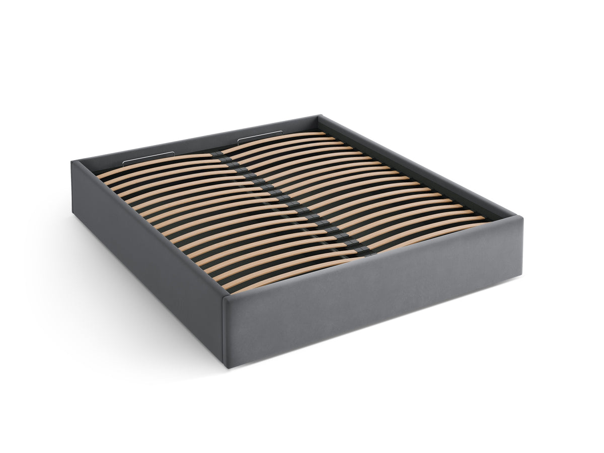 Susan Bett mit Stauraum 160cm in Grey-Bluvel präsentiert im Onlineshop von KAQTU Design AG. Bett ist von Micadoni