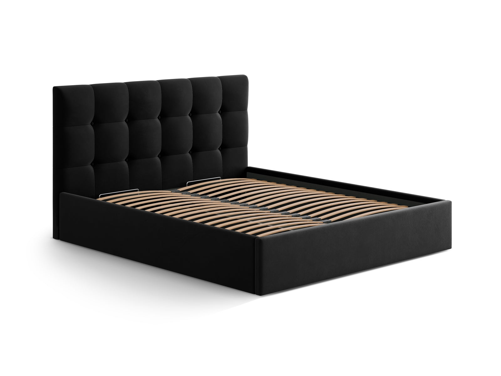 Susan Velour Bett mit Stauraum  in Black präsentiert im Onlineshop von KAQTU Design AG. Bett ist von Micadoni