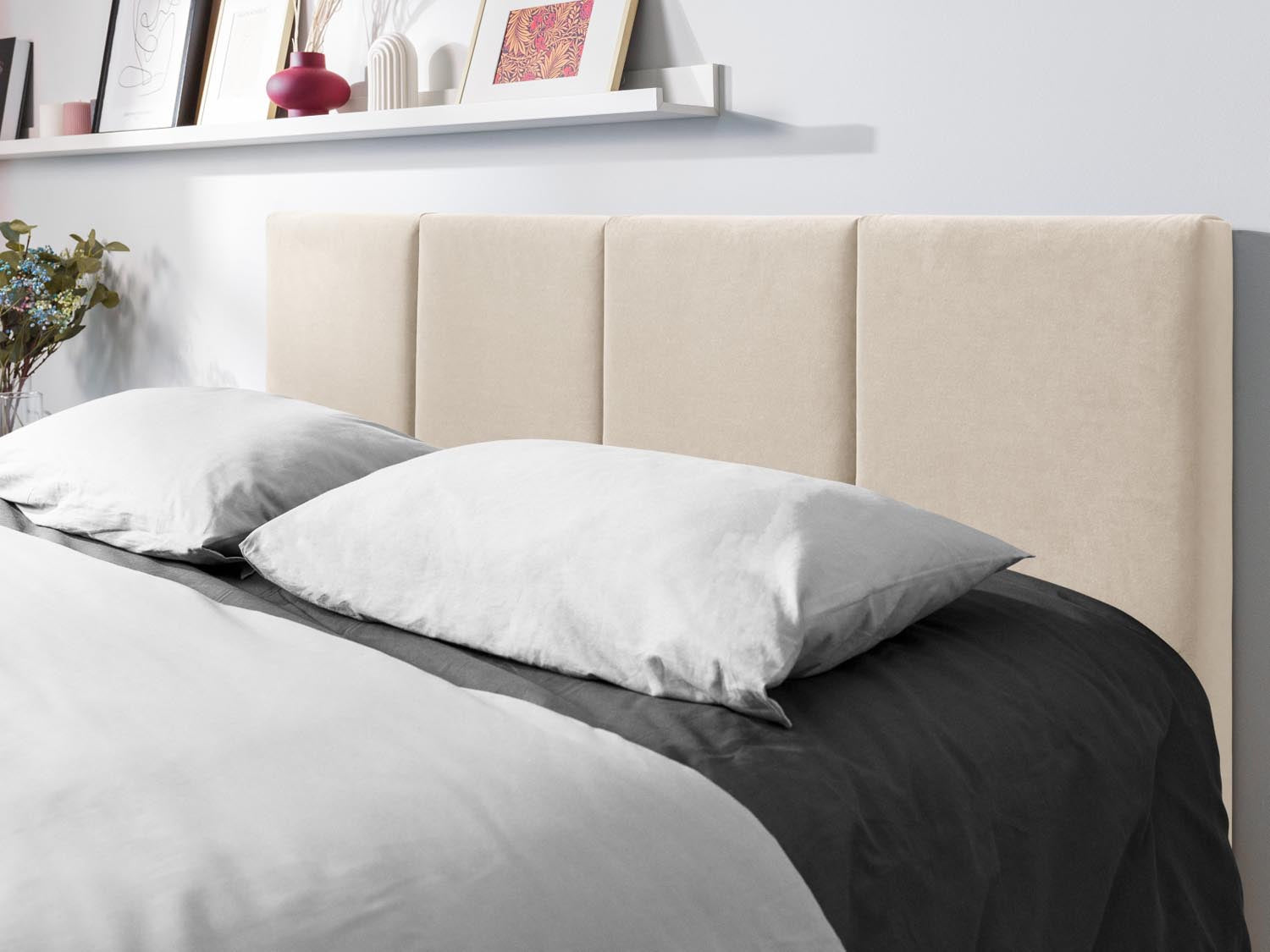 Pyla Velour Bett mit Stauraum und Headboard  in Beige präsentiert im Onlineshop von KAQTU Design AG. Bett ist von Micadoni