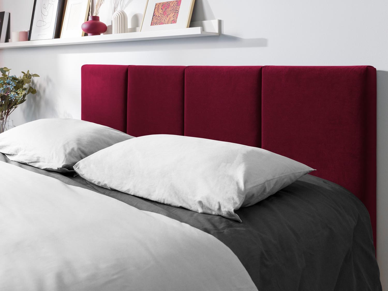 Pyla Velour Bett mit Stauraum und Headboard  in Dark Red präsentiert im Onlineshop von KAQTU Design AG. Bett ist von Micadoni