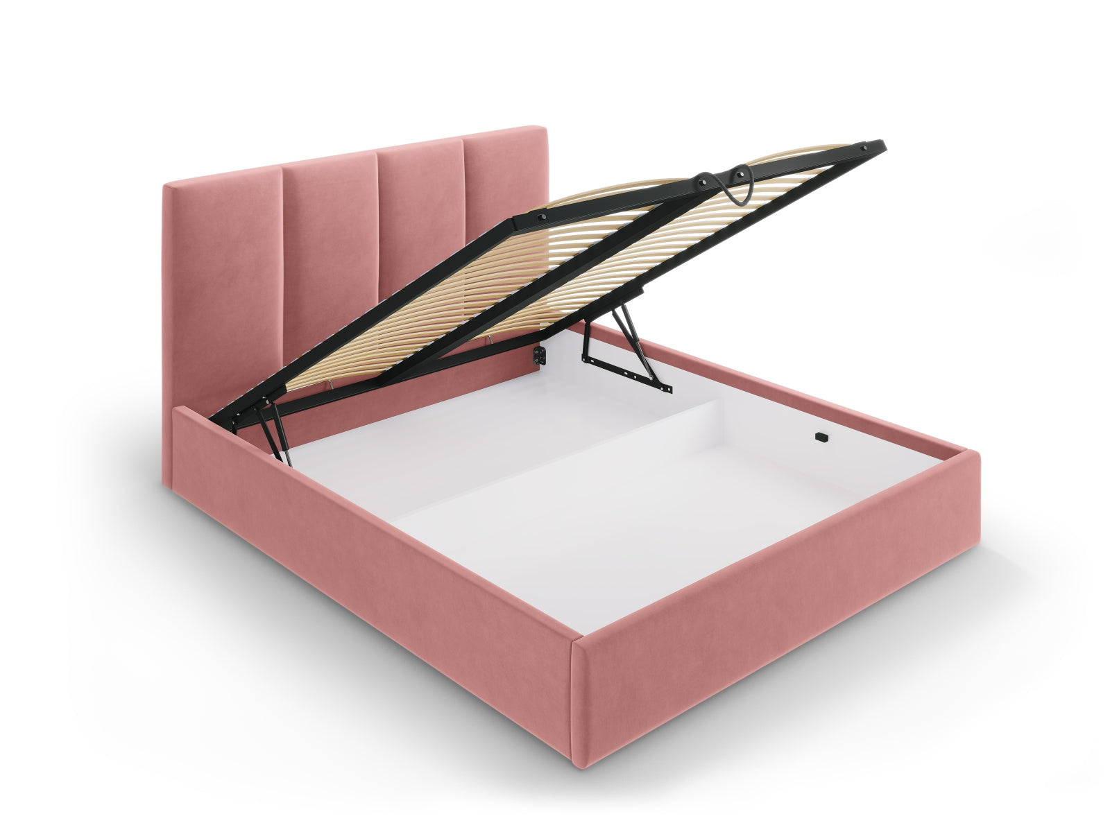 Pyla Velour Bett mit Stauraum und Headboard  in Pink präsentiert im Onlineshop von KAQTU Design AG. Bett ist von Micadoni