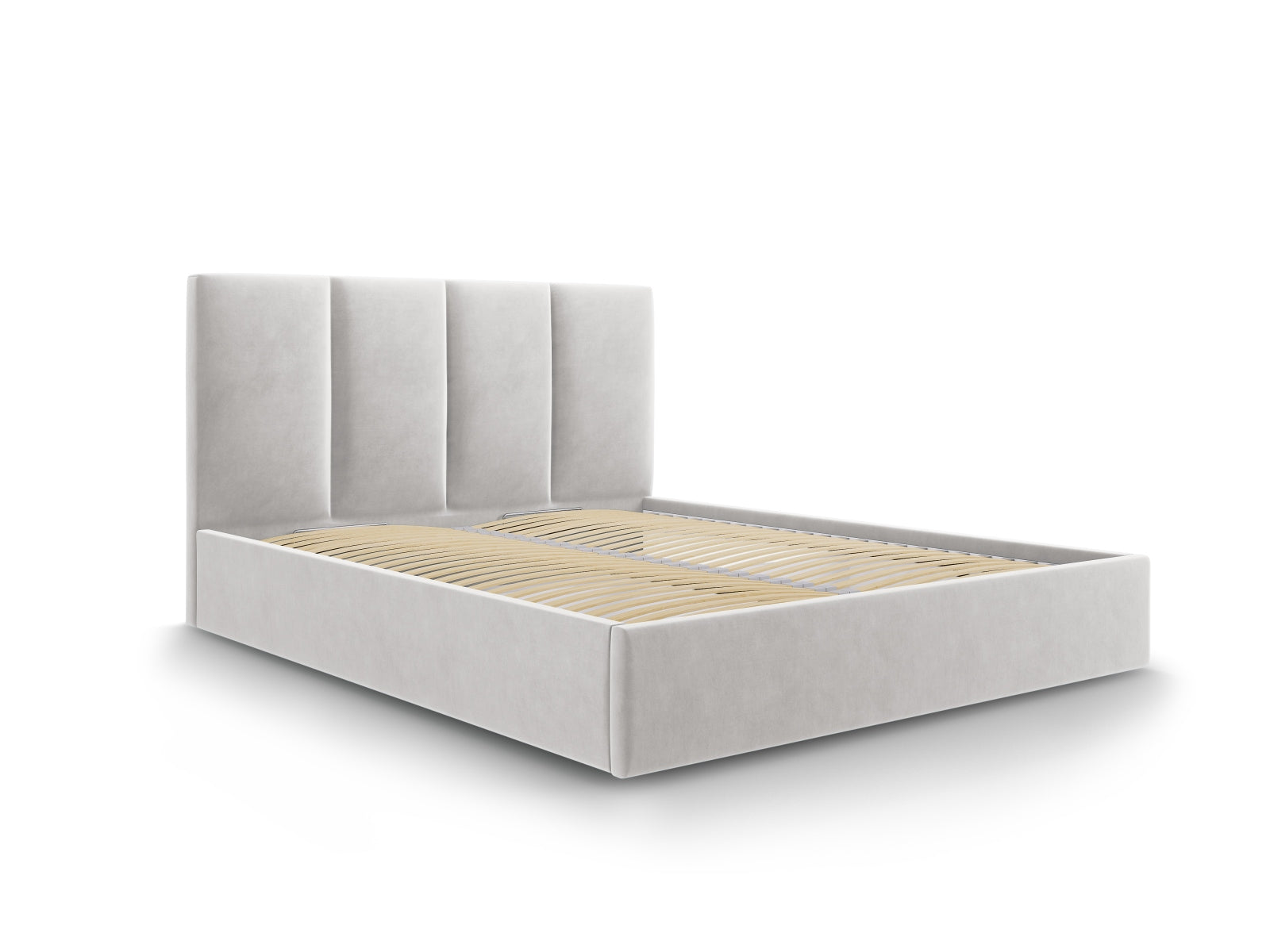 Pyla Velour Bett mit Stauraum und Headboard  in Light Grey präsentiert im Onlineshop von KAQTU Design AG. Bett ist von Micadoni