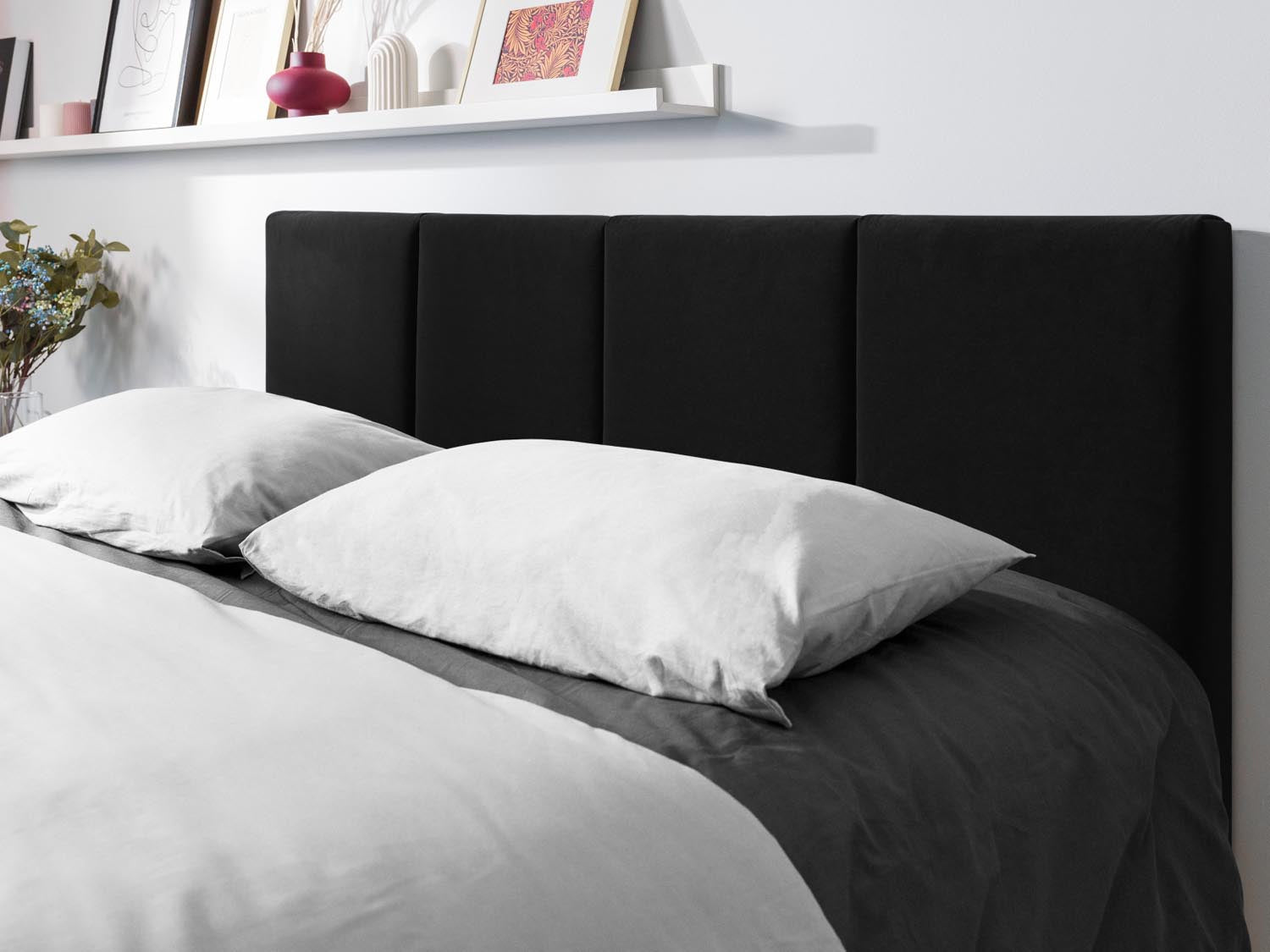 Pyla Velour Bett mit Stauraum und Headboard  in Black präsentiert im Onlineshop von KAQTU Design AG. Bett ist von Micadoni