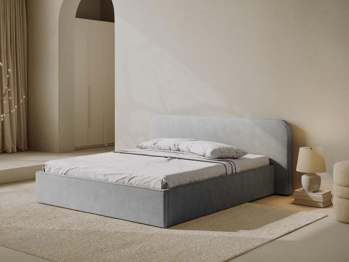 Elizabeth Bett mit Stauraum und Headboard 160cm in Light Grey-Babel präsentiert im Onlineshop von KAQTU Design AG. Bett ist von Micadoni