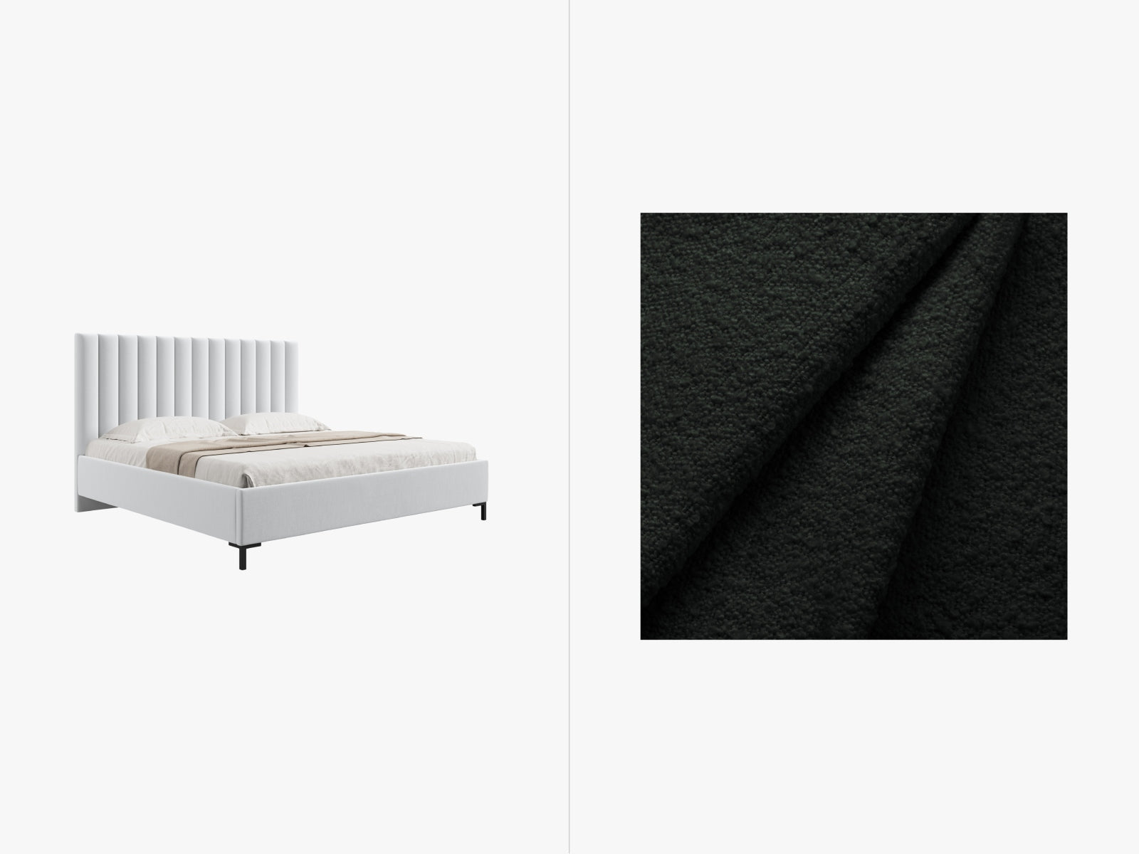 Allison Boucle Bett mit Stauraum und Headboard  in Black präsentiert im Onlineshop von KAQTU Design AG. Bett ist von Micadoni