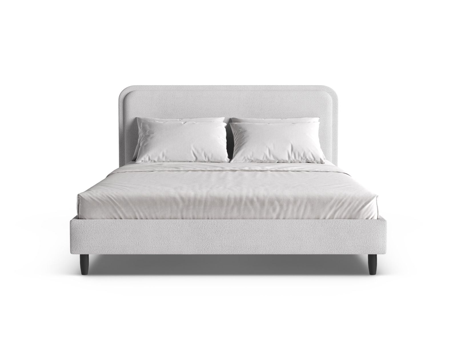 Elegantes Aveline Bett mit 180 cm Kopfteil in sanftem Light Grey, ideal für stilvolle Schlafzimmergestaltung.