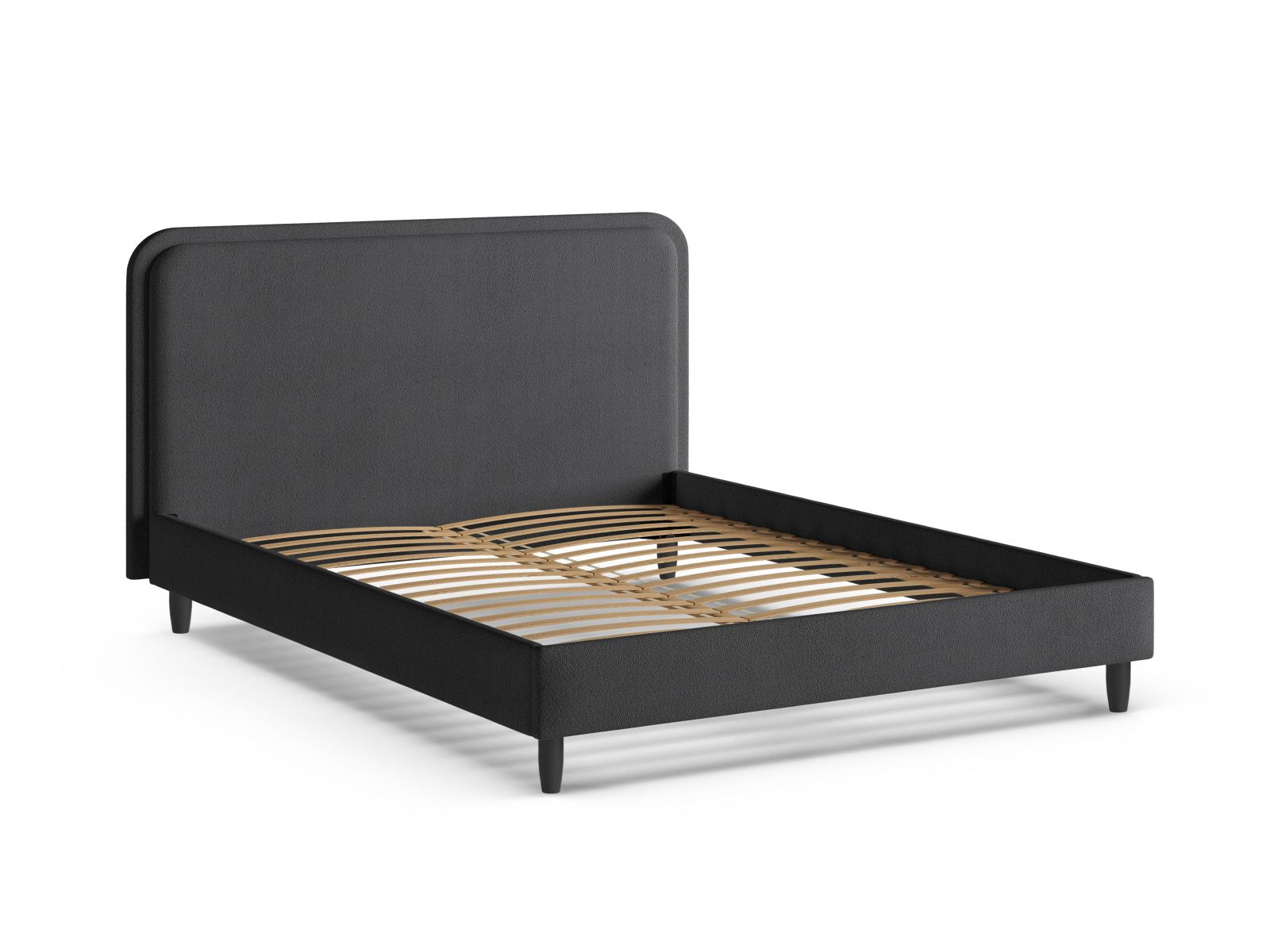 Elegantes Aveline Bett mit 180 cm Kopfteil in stilvollem Dunkelgrau, ideal für ein modernes und einladendes Schlafzimmer.