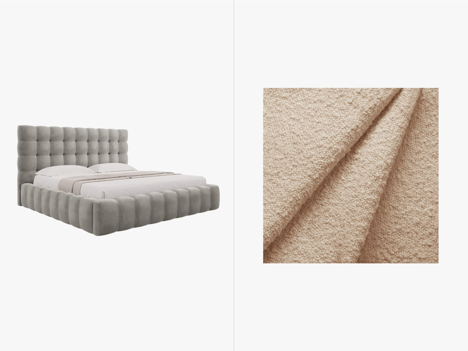 Mamaia Boucle Bett mit Stauraum und Headboard 180cm in Beige/Schwarz-Baloo präsentiert im Onlineshop von KAQTU Design AG. Bett ist von Micadoni