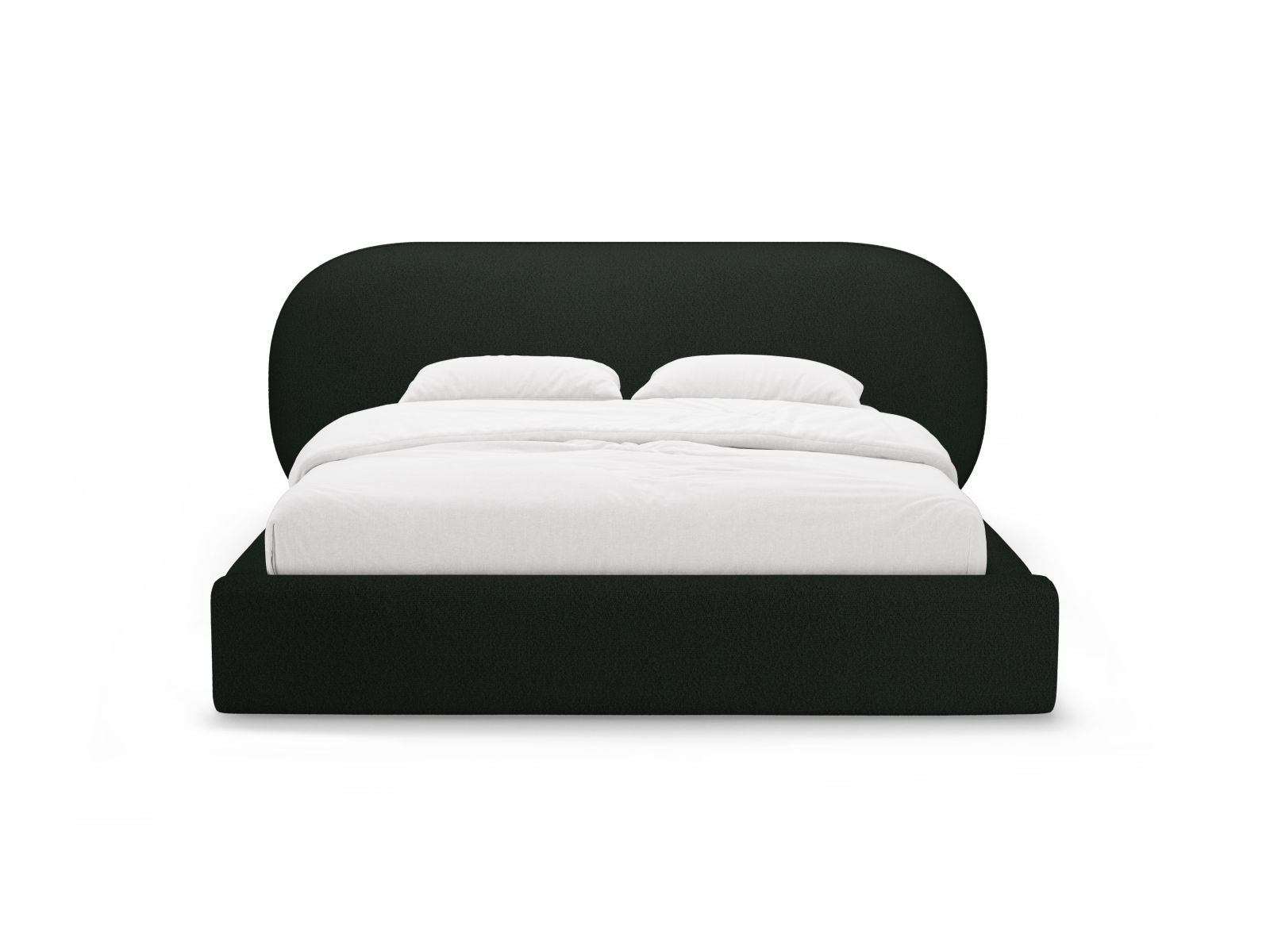 Elegantes Ovalo Bett mit 180 cm Breite, Stauraum und stilvollem Kopfteil in Black-Baloo, ideal für modernes Wohnen.