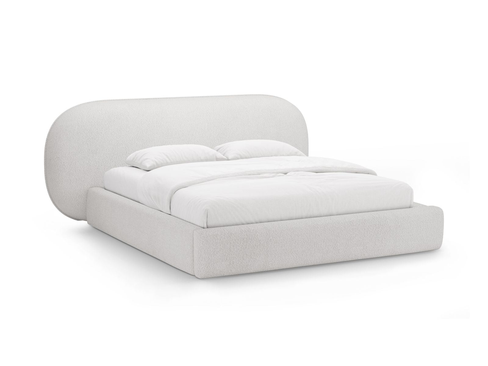 Ovalo Bett mit Stauraum mit Kopfteil 180cm in Light Grey-Baloo präsentiert im Onlineshop von KAQTU Design AG. Bett ist von Micadoni