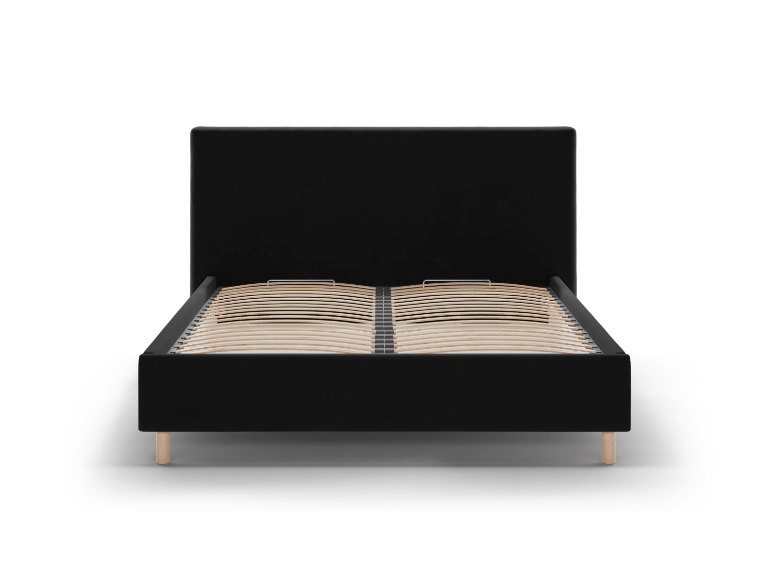 Elegantes Eloise Bett mit 180 cm Breite, Stauraum und stilvollem Kopfteil in Black-Magic Velvet, ideal für modernes Wohnen.