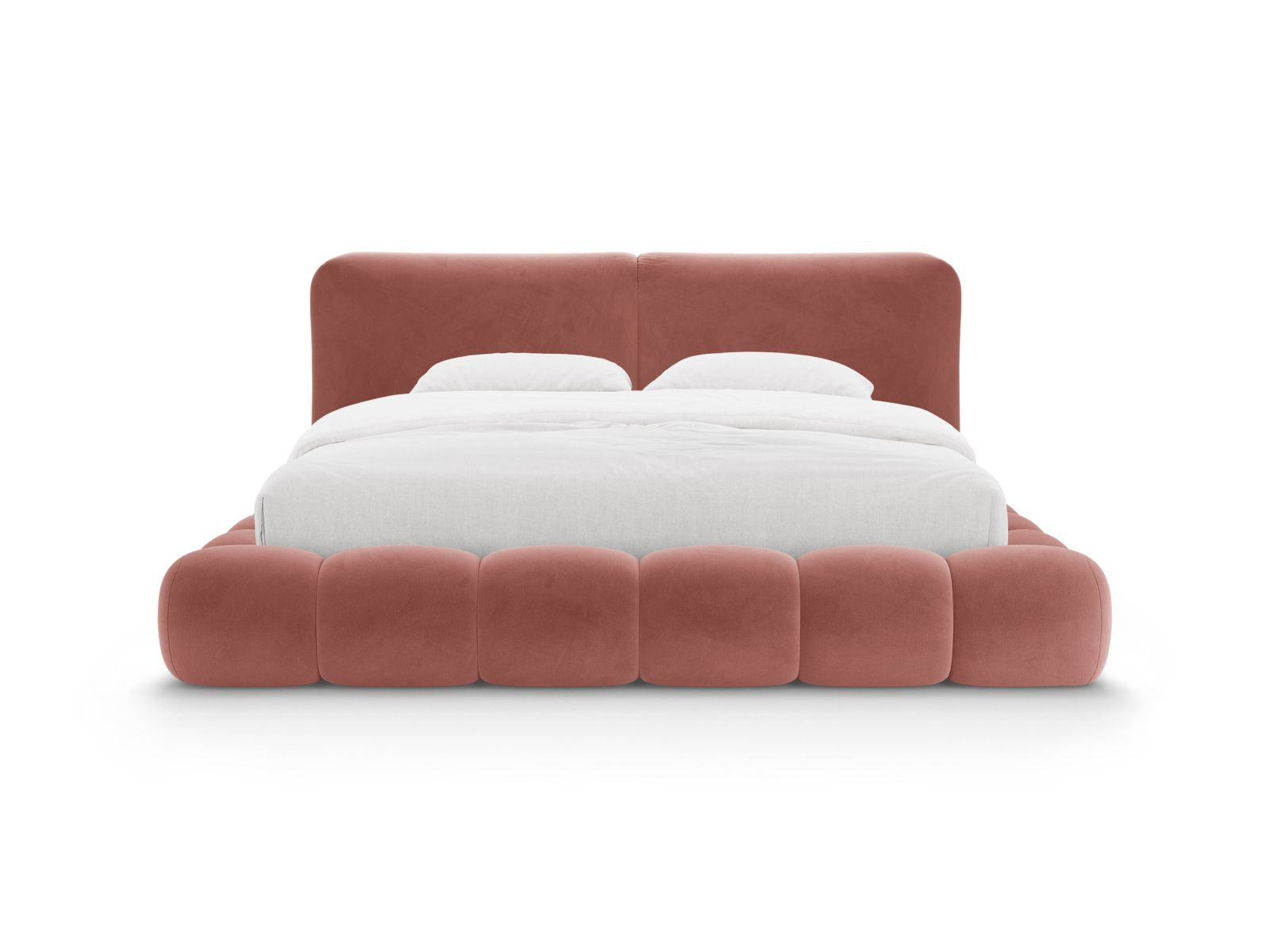Elegantes Solange Bett mit 180 cm Kopfteil und praktischem Stauraum in Pink-Magic Velvet, ideal für stilvolle Schlafzimmer.