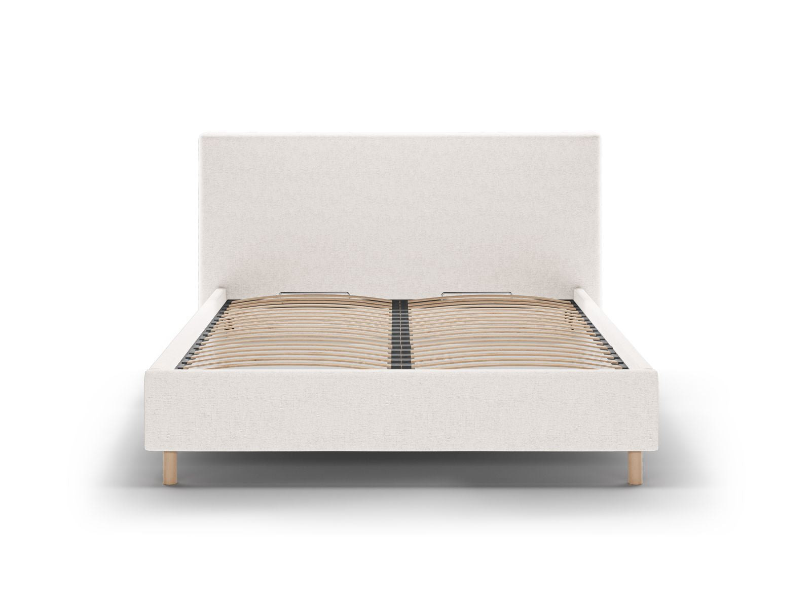Elegantes Eloise Bett mit 180 cm Breite, Stauraum und stilvollem Kopfteil in Light Beige-Moly, ideal für modernes Wohnen.