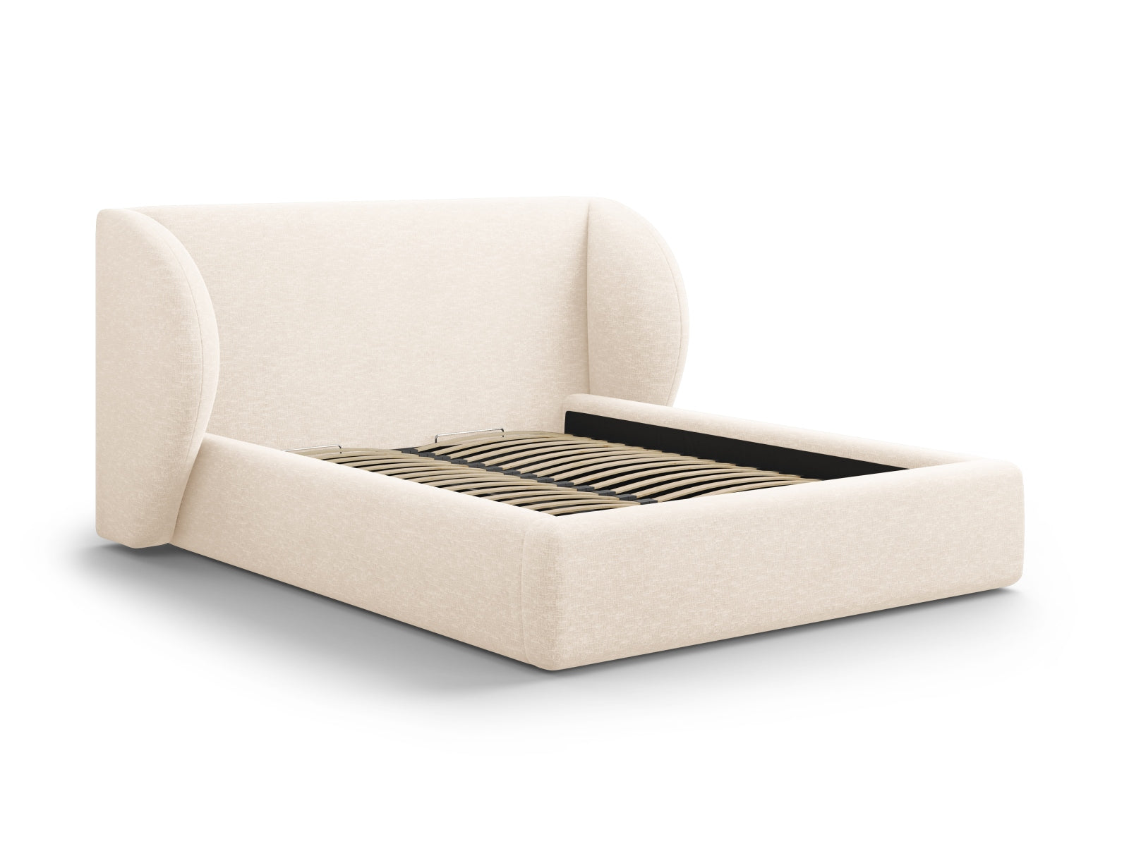 Miley Bett mit Stauraum und Headboard 180cm in Light Beige-Haga präsentiert im Onlineshop von KAQTU Design AG. Bett ist von Micadoni