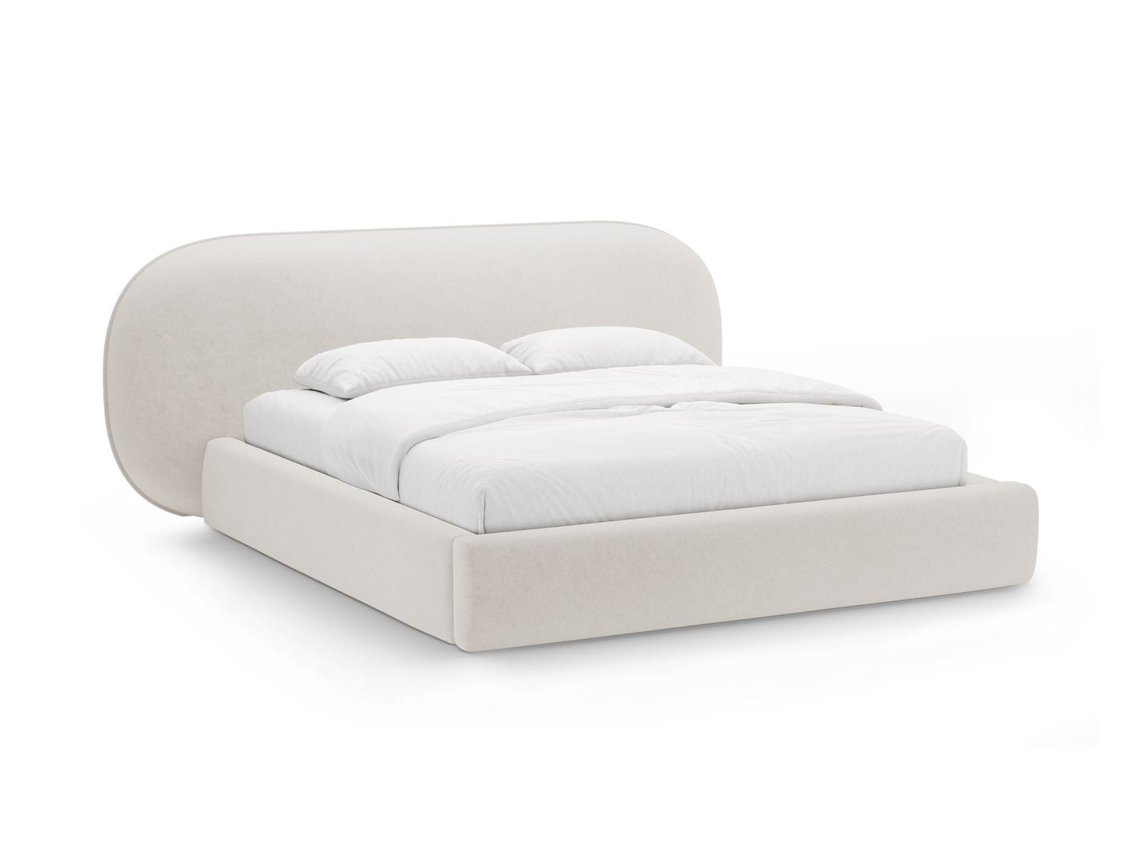 Ovalo Bett mit Stauraum mit Kopfteil 180cm in Light Beige-Perfect Harmony präsentiert im Onlineshop von KAQTU Design AG. Bett ist von Micadoni