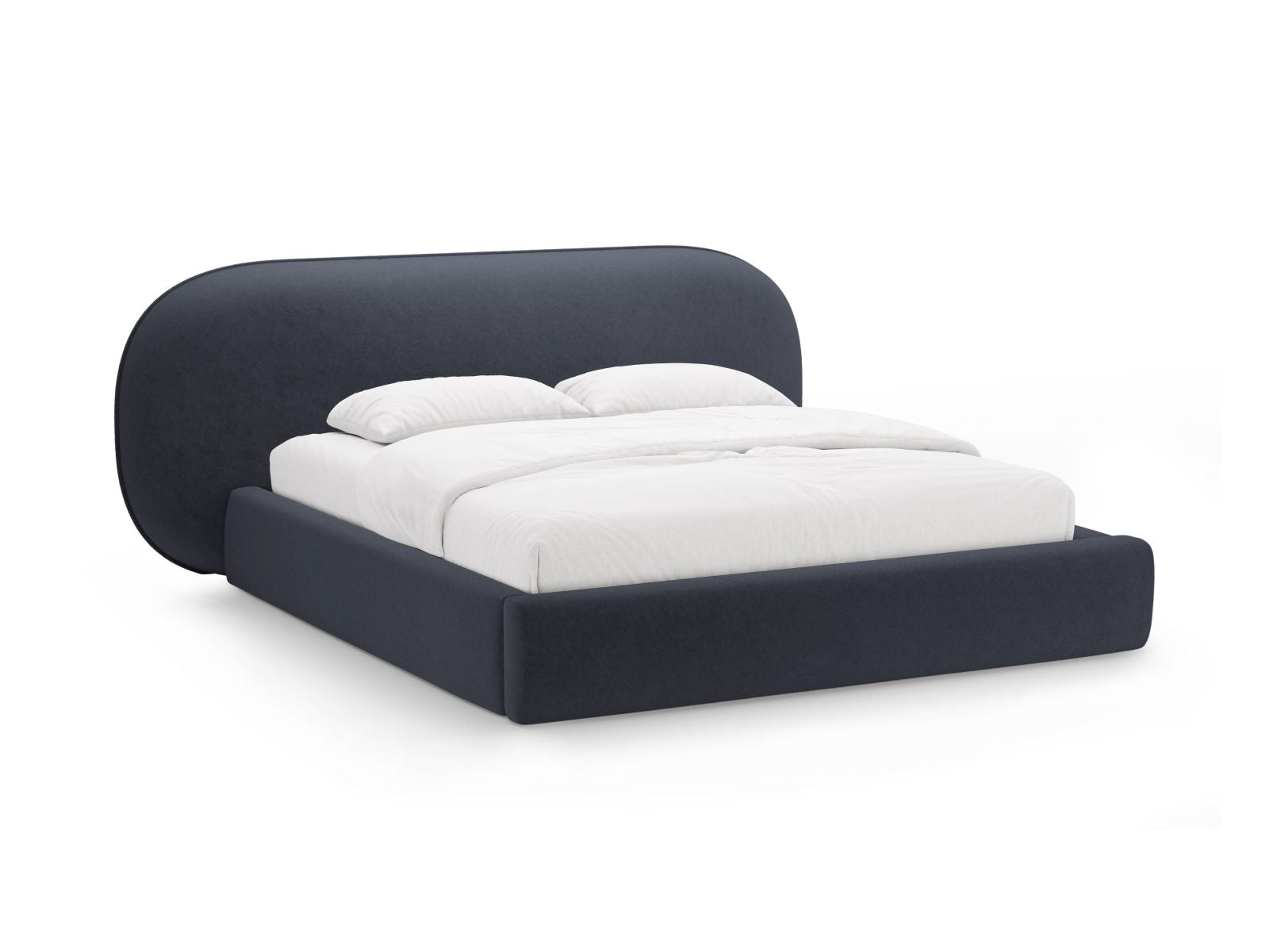 Ovalo Bett mit Stauraum mit Kopfteil 180cm in Dark Blue-Perfect Harmony präsentiert im Onlineshop von KAQTU Design AG. Bett ist von Micadoni