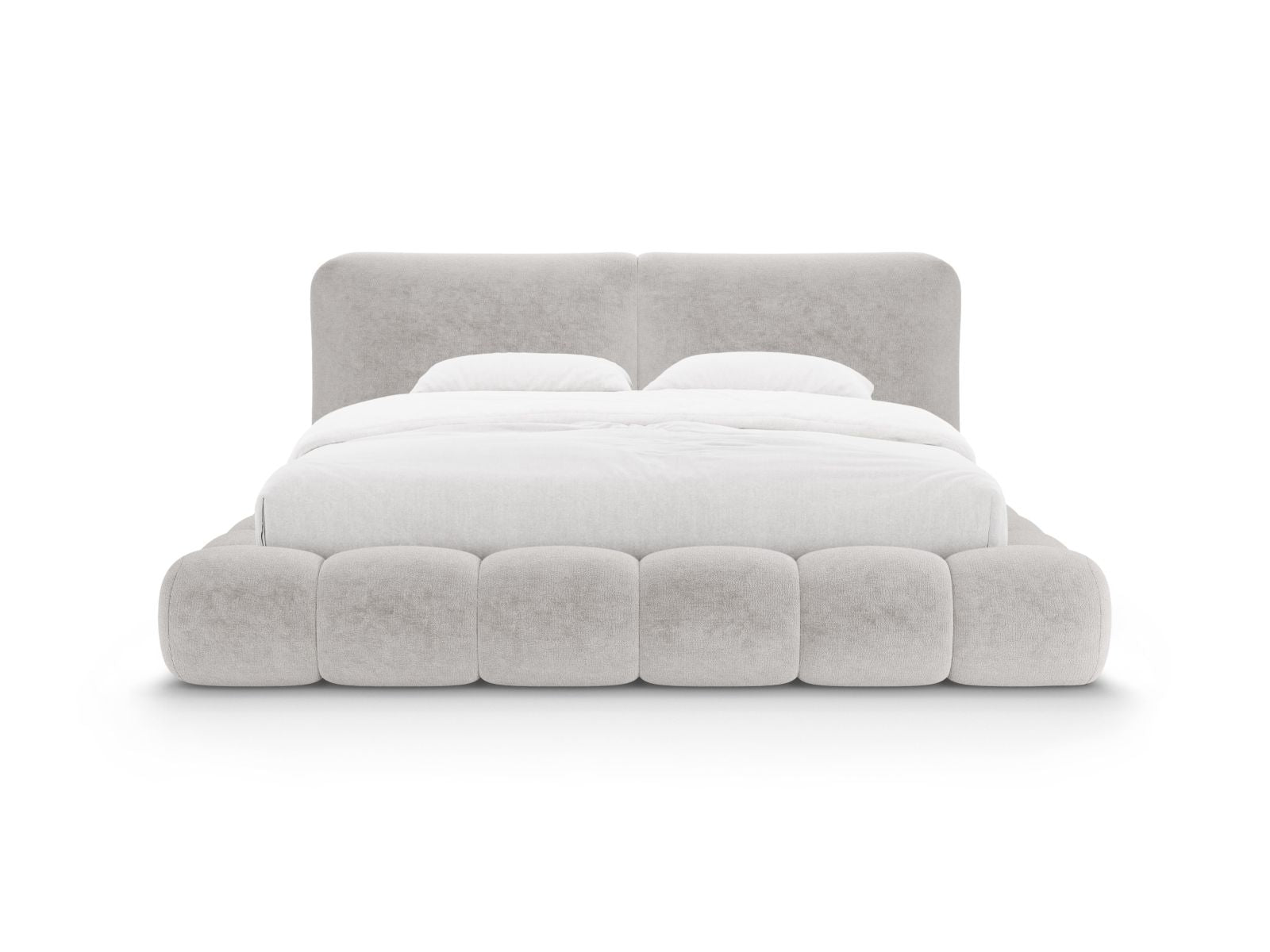 Elegantes Solange Bett mit 180 cm Kopfteil und praktischem Stauraum in stilvollem Beige, ideal für modernes Wohnen.