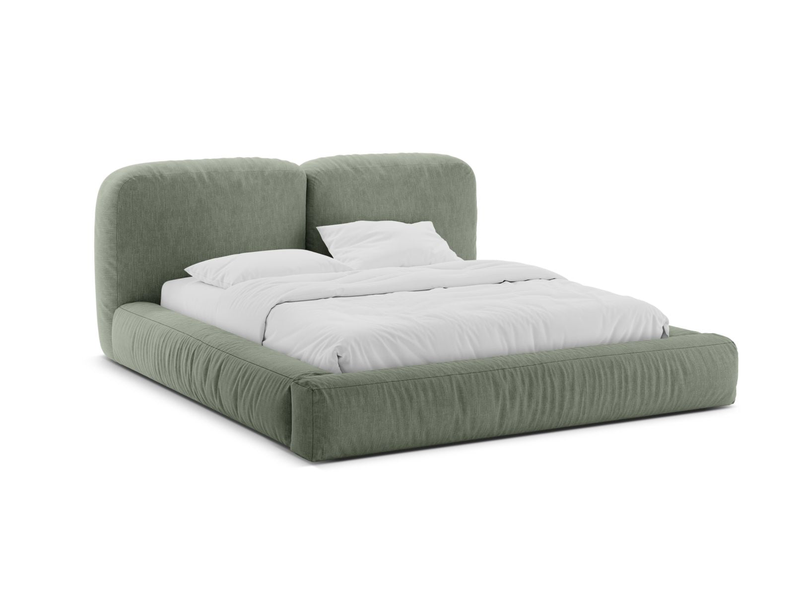 Martina Bett mit Stauraum mit Kopfteil 180cm in Moss Green-Boston präsentiert im Onlineshop von KAQTU Design AG. Bett ist von Micadoni