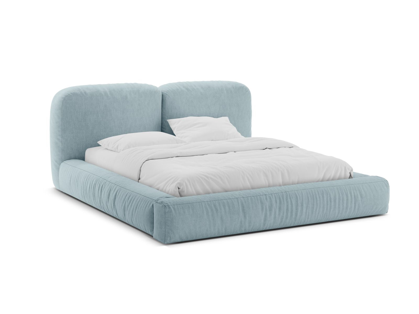 Martina Bett mit Stauraum mit Kopfteil 180cm in Satin Blue-Boston präsentiert im Onlineshop von KAQTU Design AG. Bett ist von Micadoni