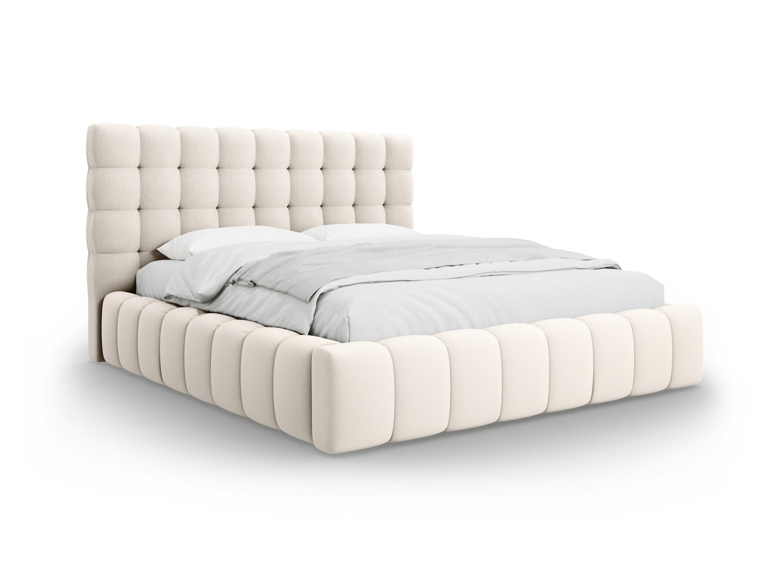 Mamaia Bett mit Stauraum und Headboard 180cm in Light Beige/Schwarz-Neve präsentiert im Onlineshop von KAQTU Design AG. Bett ist von Micadoni