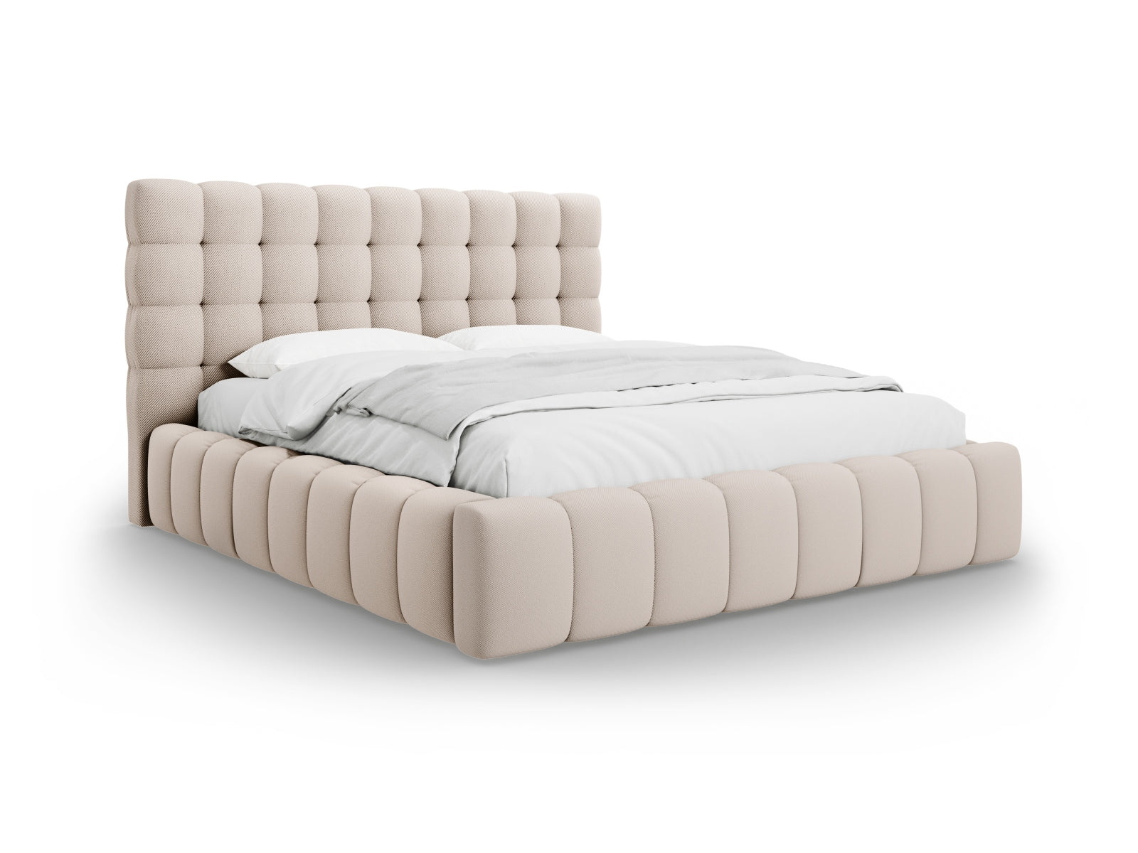 Mamaia Bett mit Stauraum und Headboard 180cm in Beige/Schwarz-Neve präsentiert im Onlineshop von KAQTU Design AG. Bett ist von Micadoni
