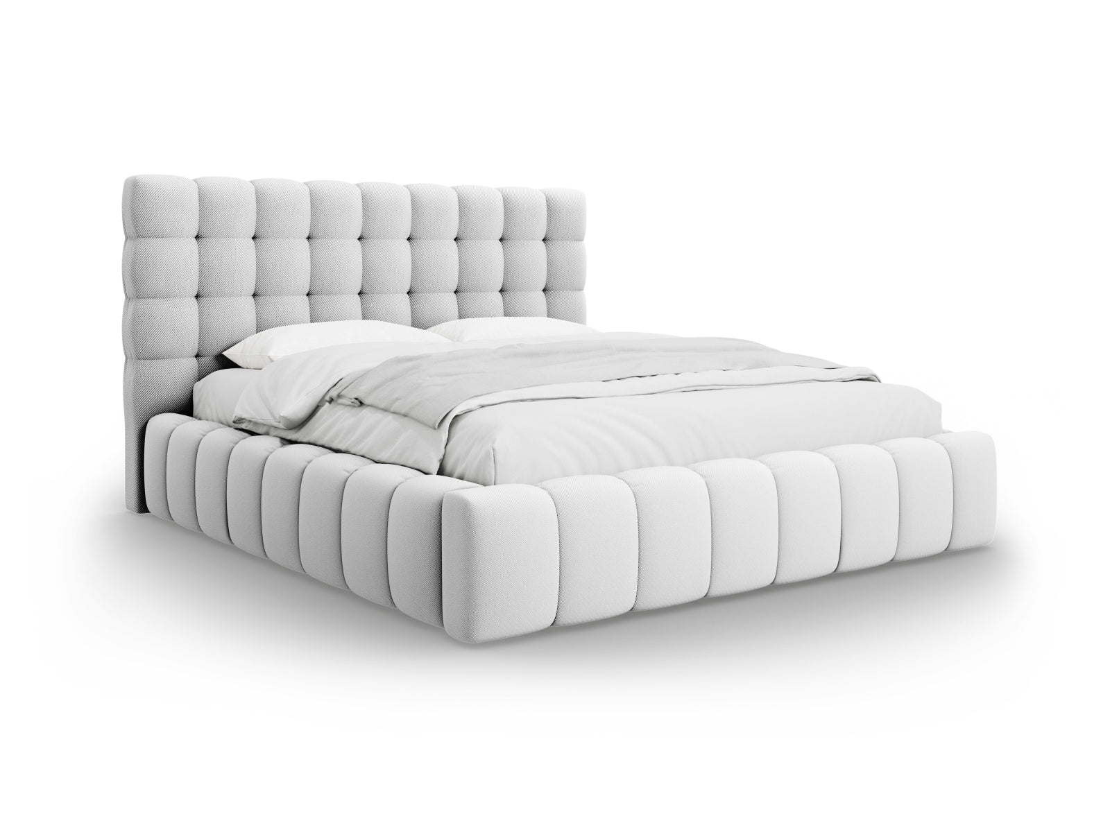 Mamaia Bett mit Stauraum und Headboard 180cm in Light Grey/Schwarz-Neve präsentiert im Onlineshop von KAQTU Design AG. Bett ist von Micadoni
