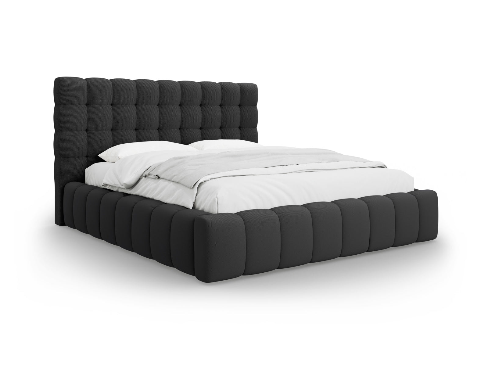 Mamaia Bett mit Stauraum und Headboard 180cm in Dark Grey/Schwarz-Neve präsentiert im Onlineshop von KAQTU Design AG. Bett ist von Micadoni