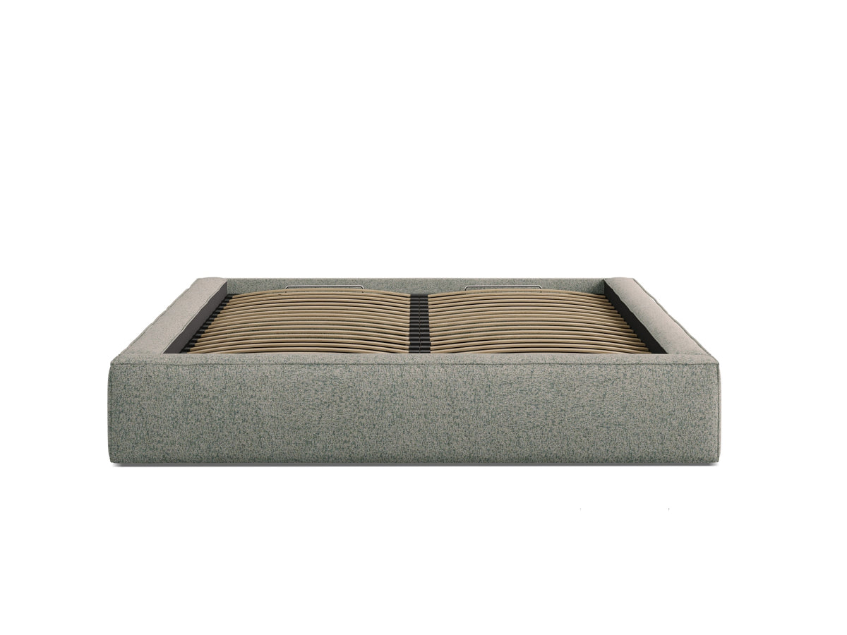 Susan Bett mit Stauraum 180cm in Moss Green Melange-Puente präsentiert im Onlineshop von KAQTU Design AG. Bett ist von Micadoni