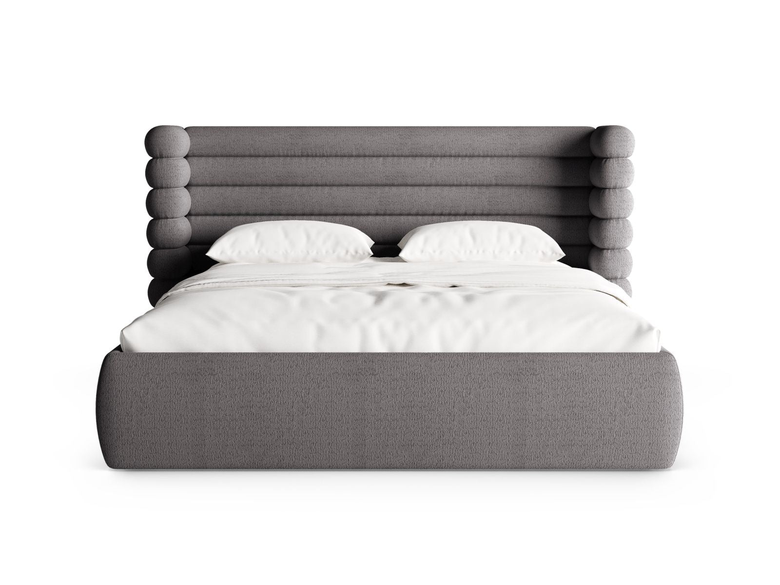 Stylisches Mount Bett mit 180 cm Breite, Kopfteil und praktischem Stauraum in Graphit, ideal für modernes Wohnen.