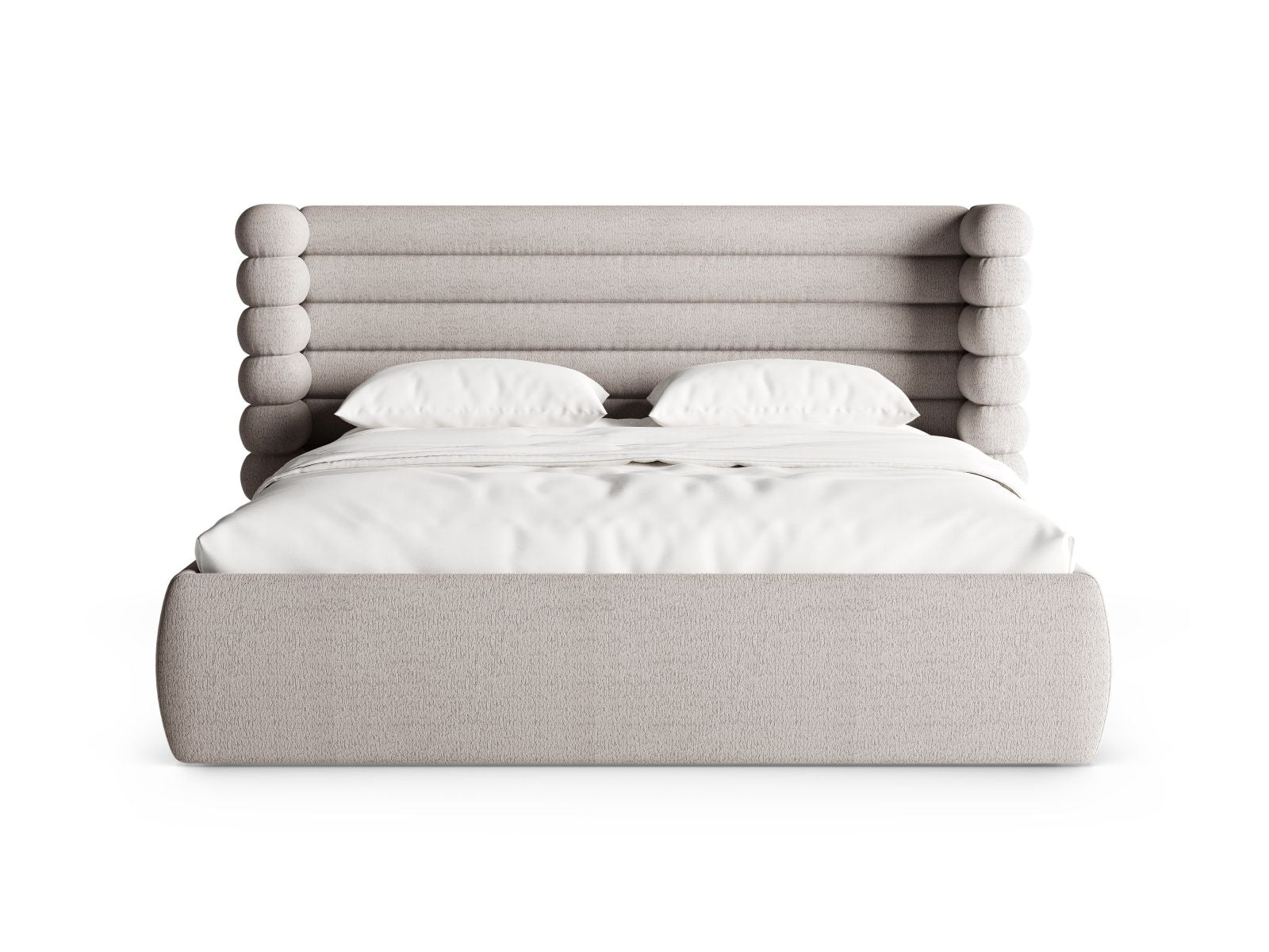 Elegantes Mount Bett mit Stauraum und Kopfteil in Warm Grey, ideal für stilvolle Schlafzimmer. Entdecken Sie die perfekte Kombination aus Design und Funktionalität.