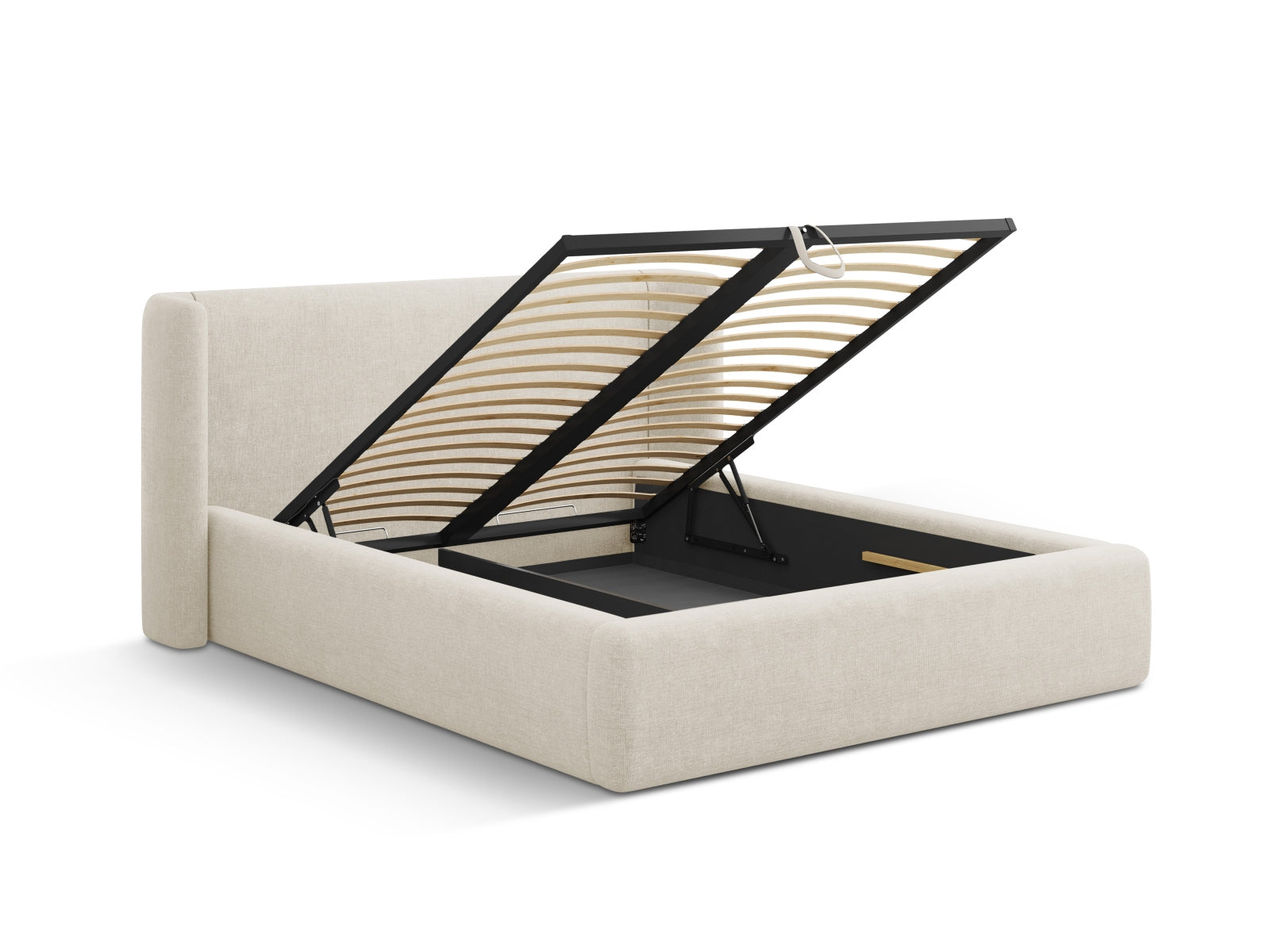 Entdecken Sie das stilvolle Jolene Bett von Micadoni: Mit integriertem Stauraum und modernem Headboard für ein elegantes Schlafzimmer-Design!