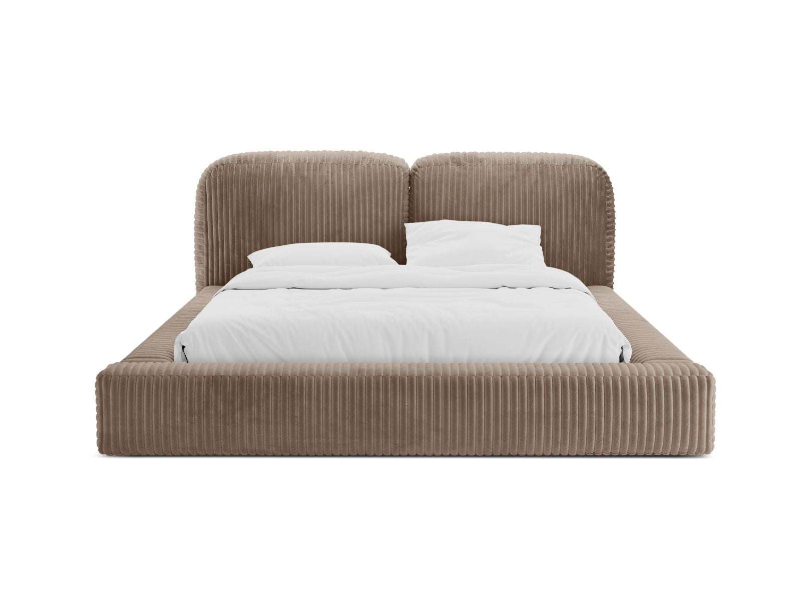 Elegantes Martina Bett mit 180 cm Breite, Stauraum und stilvollem Kopfteil in Acorn-Tilia, ideal für modernes Wohnen.