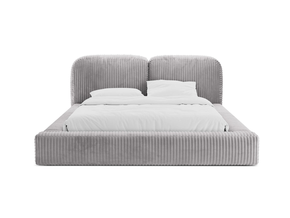 Martina Stauraumbett mit Kopfteil, 180 x 200 cm, Bezug Petrol-Vogue, Metallrahmen mit Sperrholzlatten, schwarze Kunststoffbeine, von Micadoni