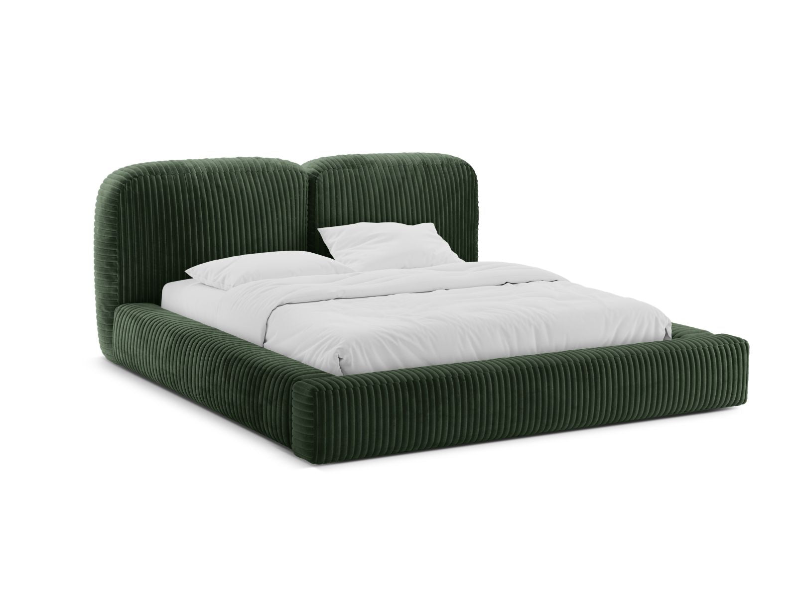Martina Bett mit Stauraum mit Kopfteil 180cm in Dark Green-Tilia präsentiert im Onlineshop von KAQTU Design AG. Bett ist von Micadoni