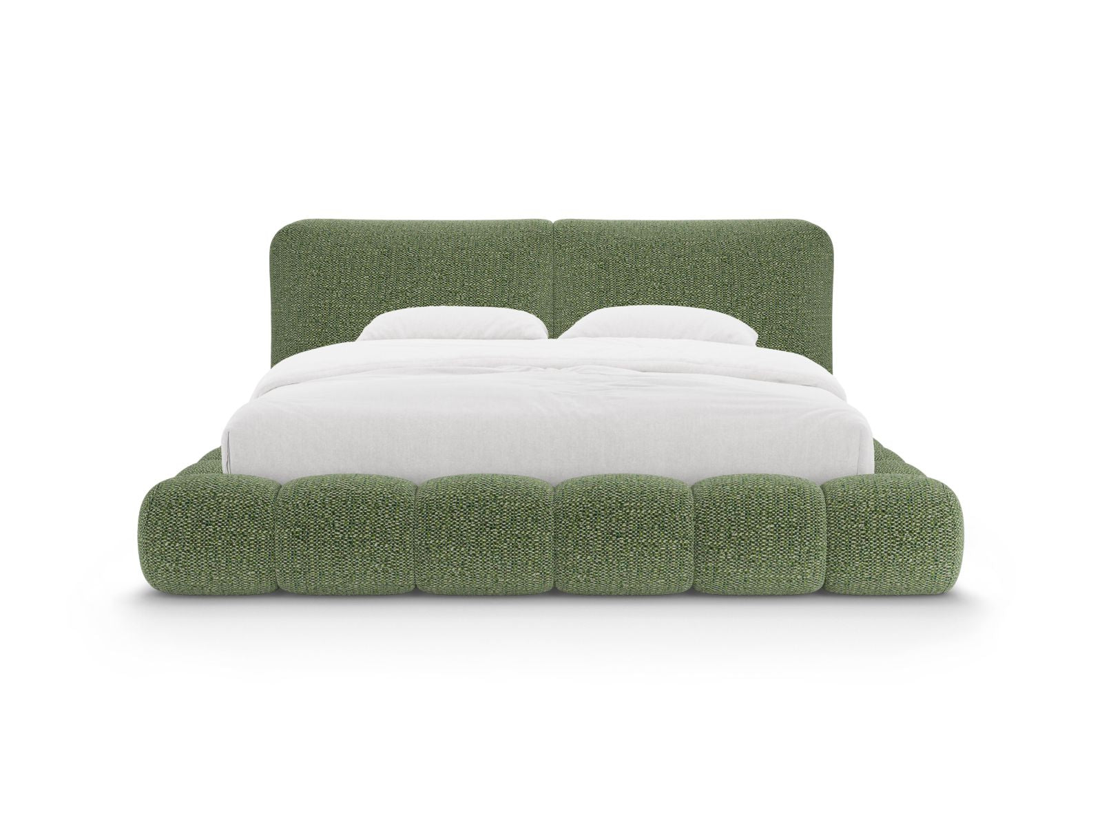Elegantes Solange Bett mit 180 cm Kopfteil und praktischem Stauraum in stilvollem Grün, ideal für modernes Wohnen.