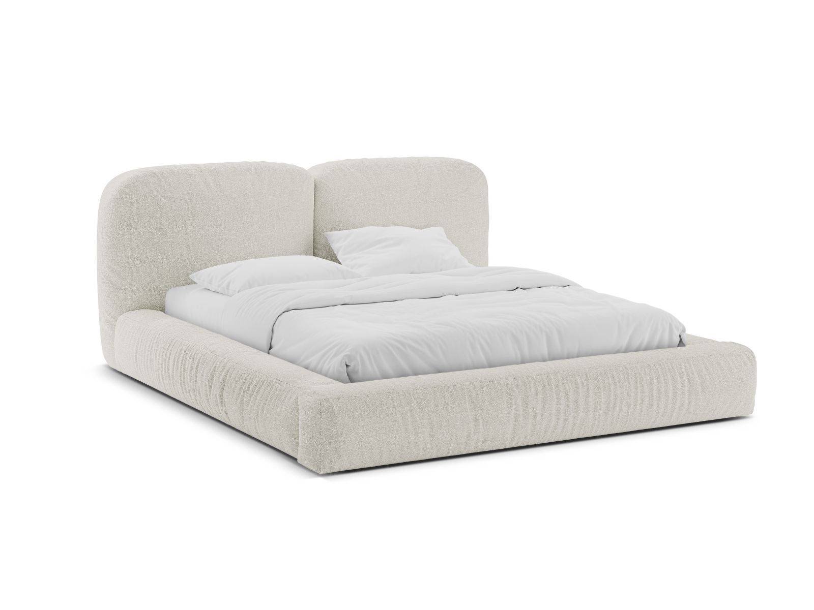 Martina Bett mit Stauraum mit Kopfteil 180cm in Grey Beige Melange-Monet präsentiert im Onlineshop von KAQTU Design AG. Bett ist von Micadoni