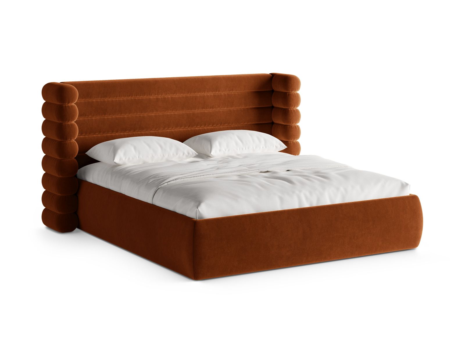 Mount Bett mit Stauraum mit Kopfteil 180cm in Terracotta-Salvador präsentiert im Onlineshop von KAQTU Design AG. Bett ist von Micadoni