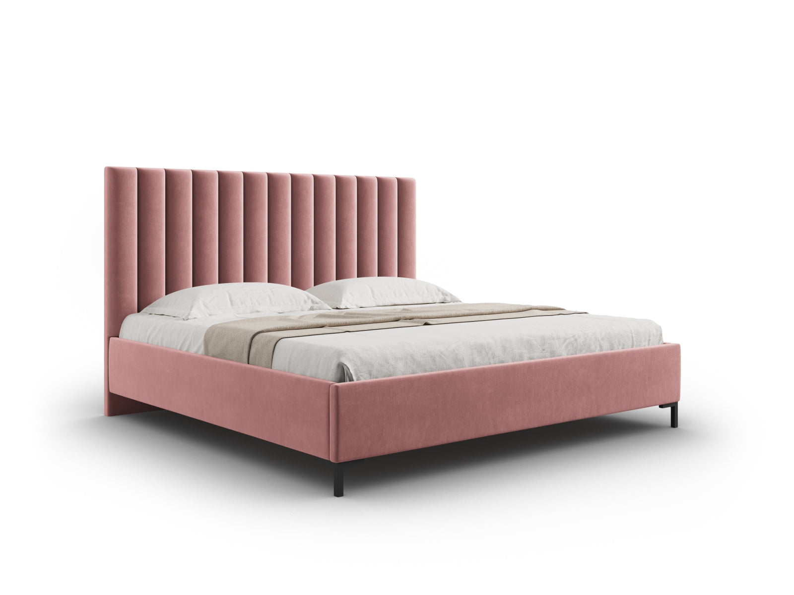 Allison Velour Bett mit Stauraum und Headboard  in Pink präsentiert im Onlineshop von KAQTU Design AG. Bett ist von Micadoni