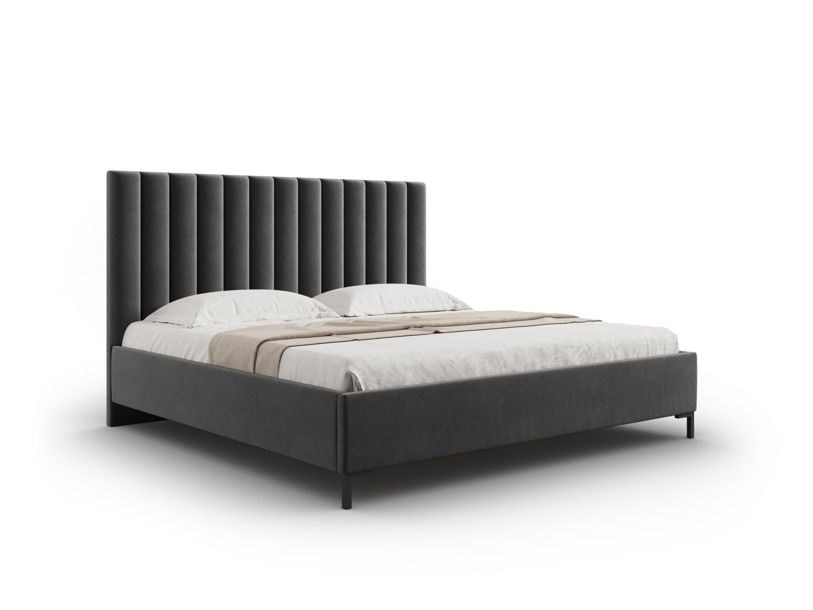 Allison Velour Bett mit Stauraum und Headboard  in Grey präsentiert im Onlineshop von KAQTU Design AG. Bett ist von Micadoni