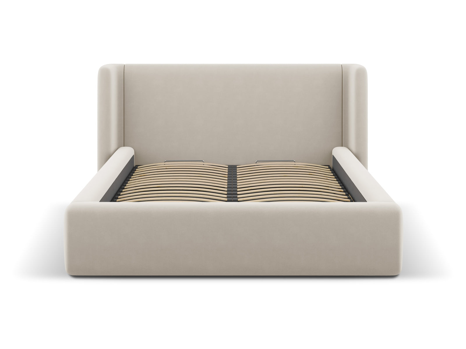 Jolene Velour Bett mit Stauraum und Headboard  in Dark Beige präsentiert im Onlineshop von KAQTU Design AG. Bett ist von Micadoni