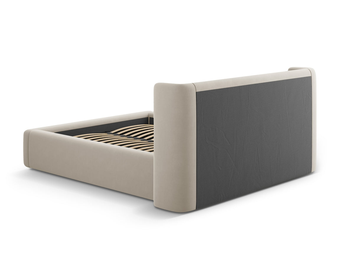 Jolene Bett mit Stauraum und Headboard 180cm in Dark Beige-Bluvel präsentiert im Onlineshop von KAQTU Design AG. Bett ist von Micadoni