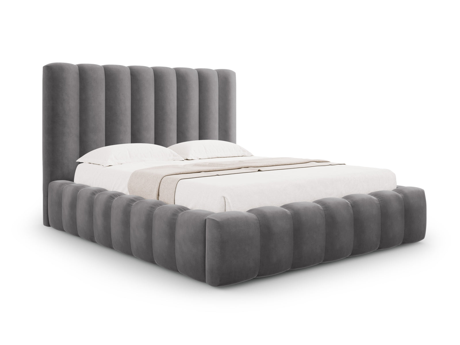 Kelp Velour Bett mit Stauraum und Headboard  in Grey präsentiert im Onlineshop von KAQTU Design AG. Bett ist von Micadoni